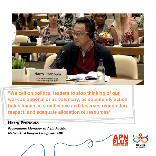 APN+ Represents Seven Alliance at the launch of AIDS Update 2023, Political Leaders Across Asia Pacific Countries Must Embrace “The Path That End AIDS”.